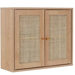 Armoire murale 2 portes bois et cannage 60xh50cm - Baia