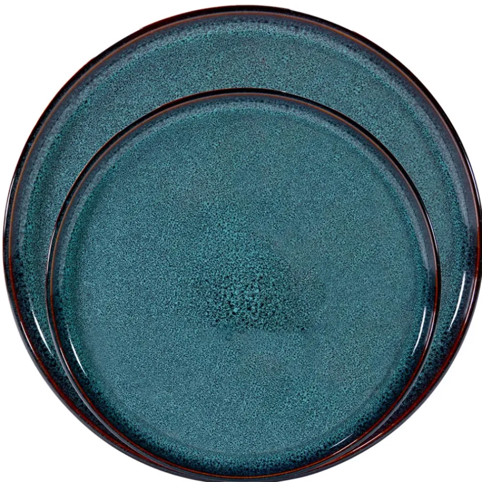 Assiette à dessert en grès bleu d20cm - Volga