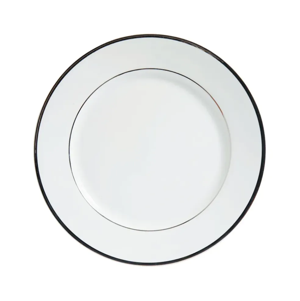 Assiette à dessert en porcelaine blanc et platine d20cm - ginger