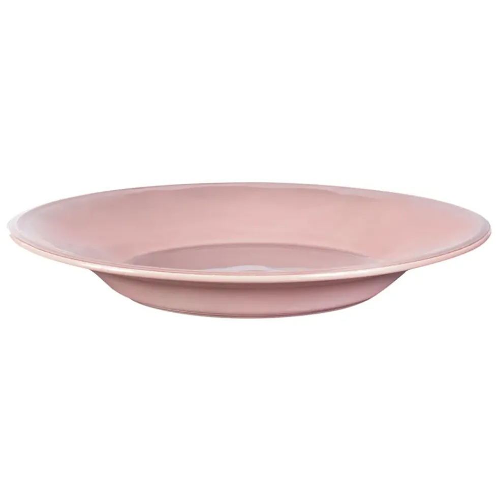 Assiette à pâtes en faïence rose poudré d27cm - constance