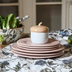 Assiette a dessert en faïence rose poudré d23.5cm -constance