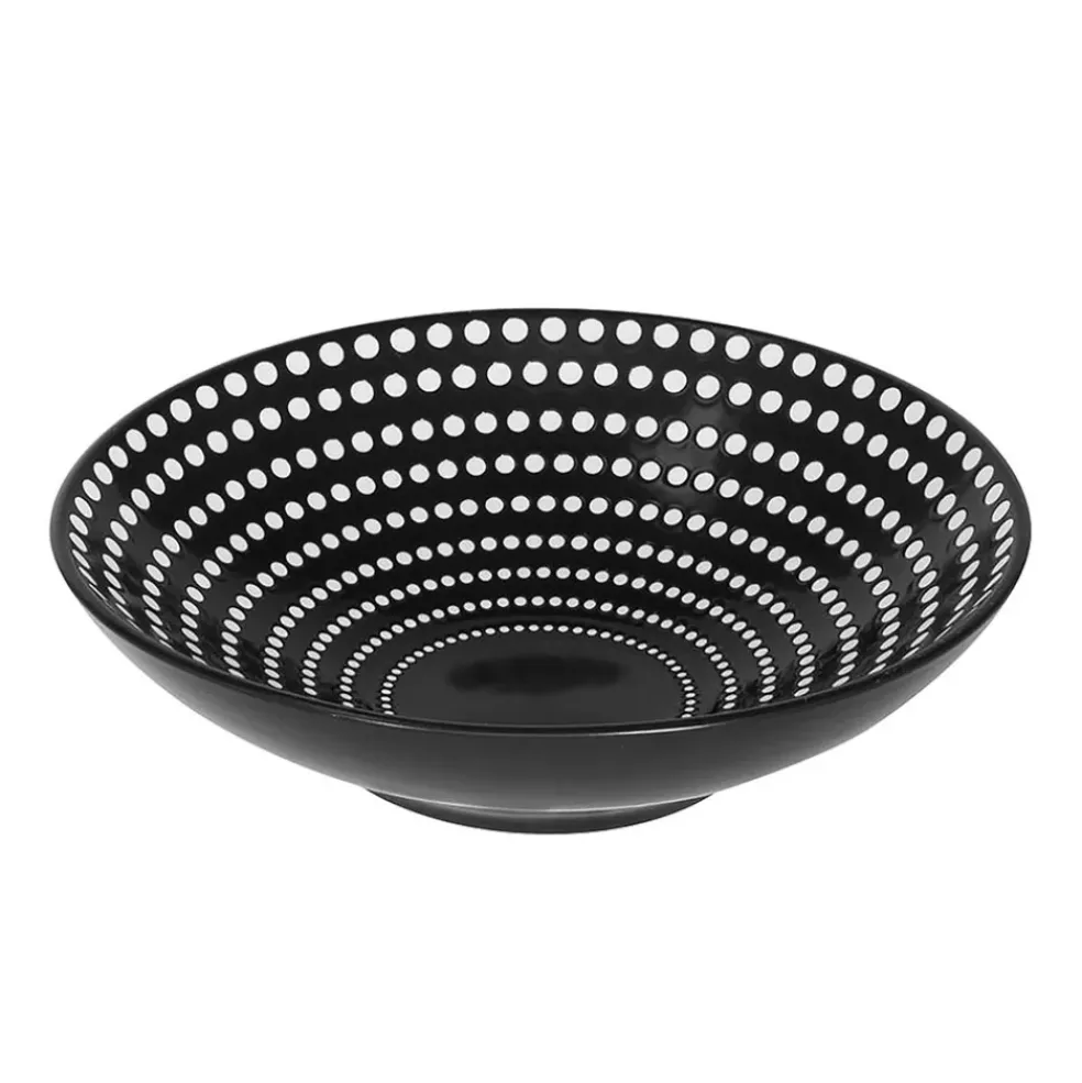 Assiette calotte en grès pois noir d19cm - galaxy