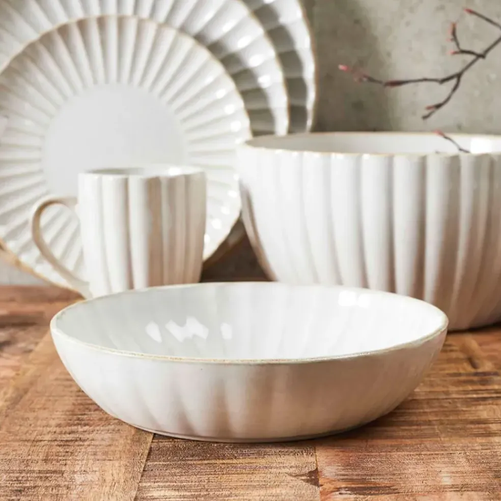 Assiette creuse en céramique beige d20cm - Vlora