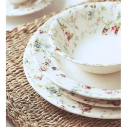 Assiette creuse en faïence multicolore d23cm - fleurs champs
