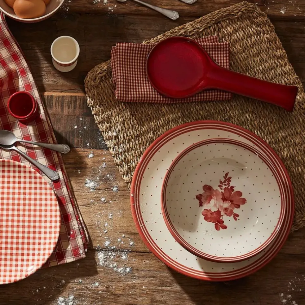 Assiette creuse en faIence rouge antique d20cm- josephine