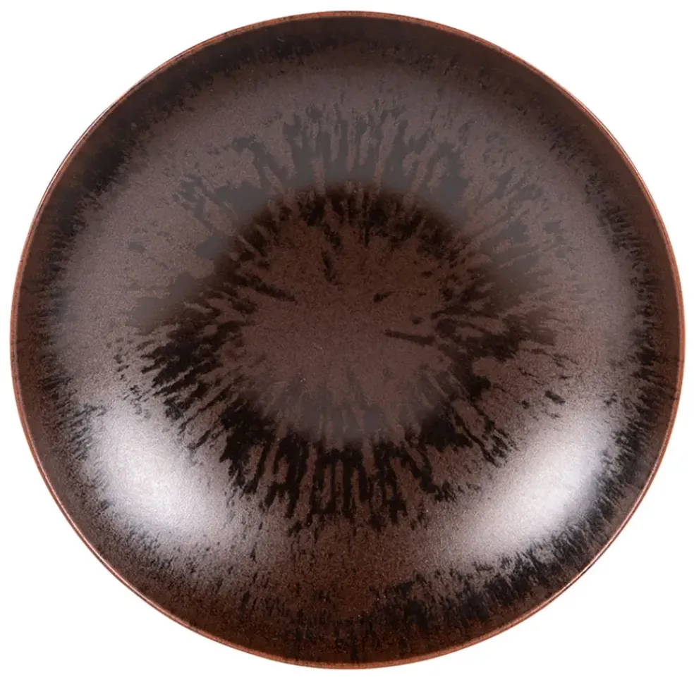 Assiette de dessert en grès marron d21cm - Onyx