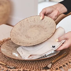 Assiette de dessert en grès brun d21cm - Akaris