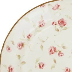 Assiette plate en faïence rose et doré d26cm - Rose