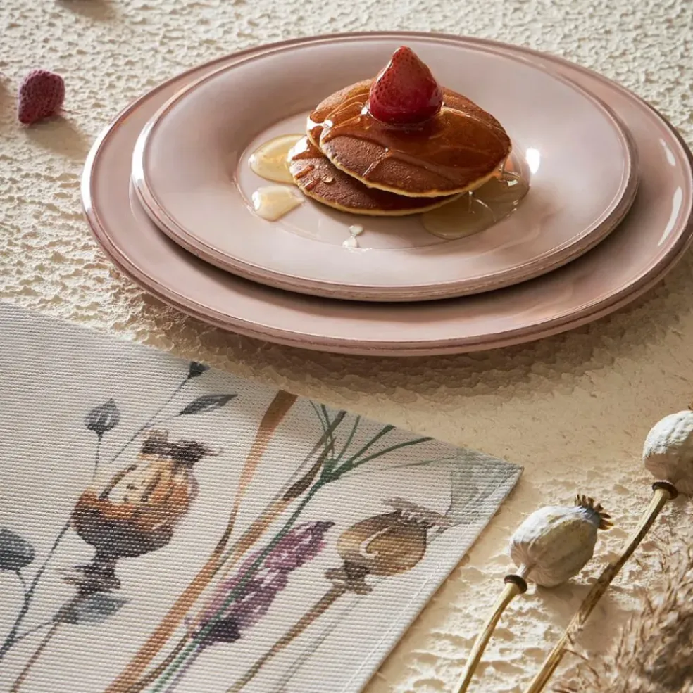Assiette plate en faïence rose poudré d28.5cm - constance