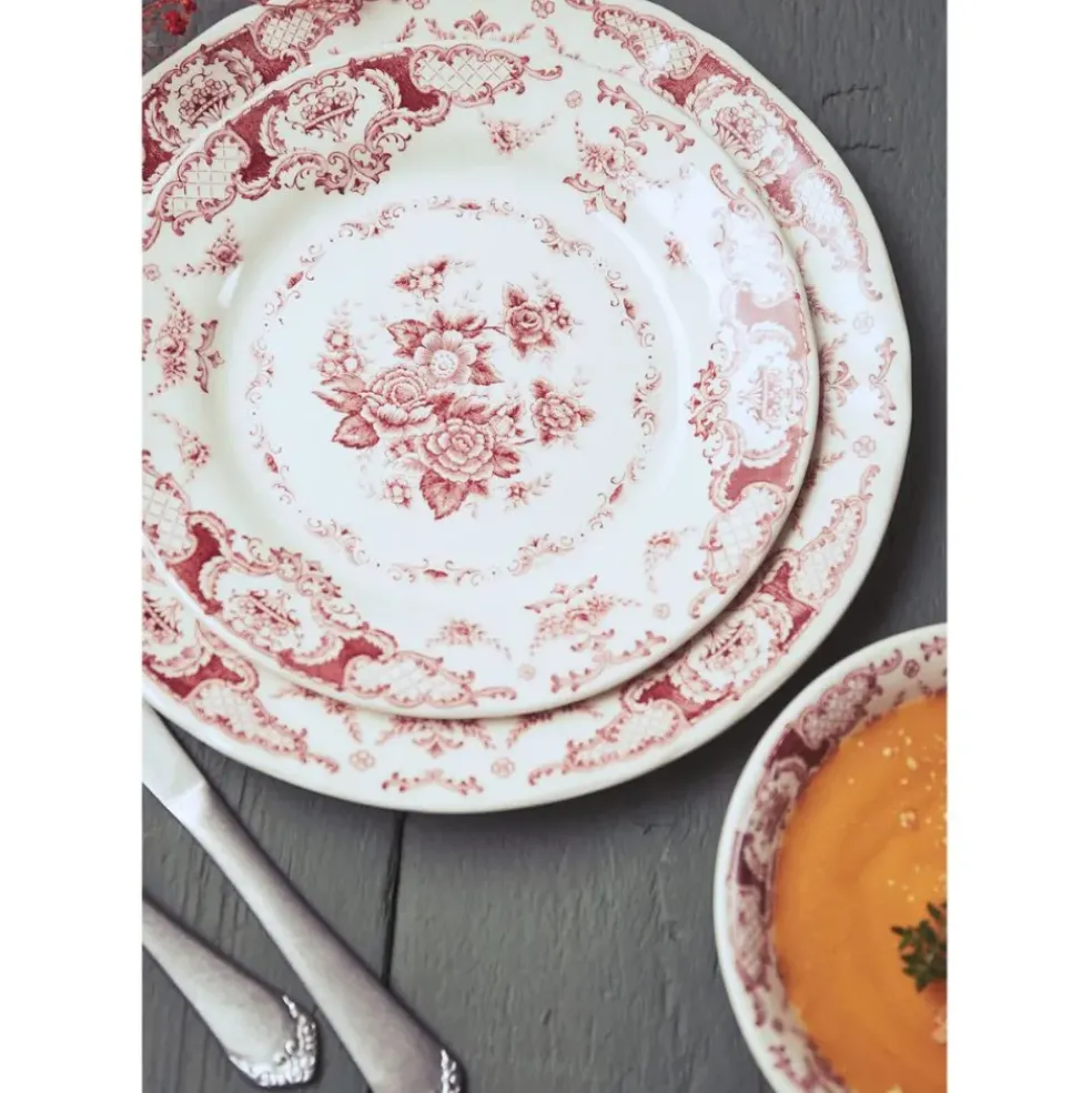 Assiette plate en faience bordeaux d26cm - clothilde
