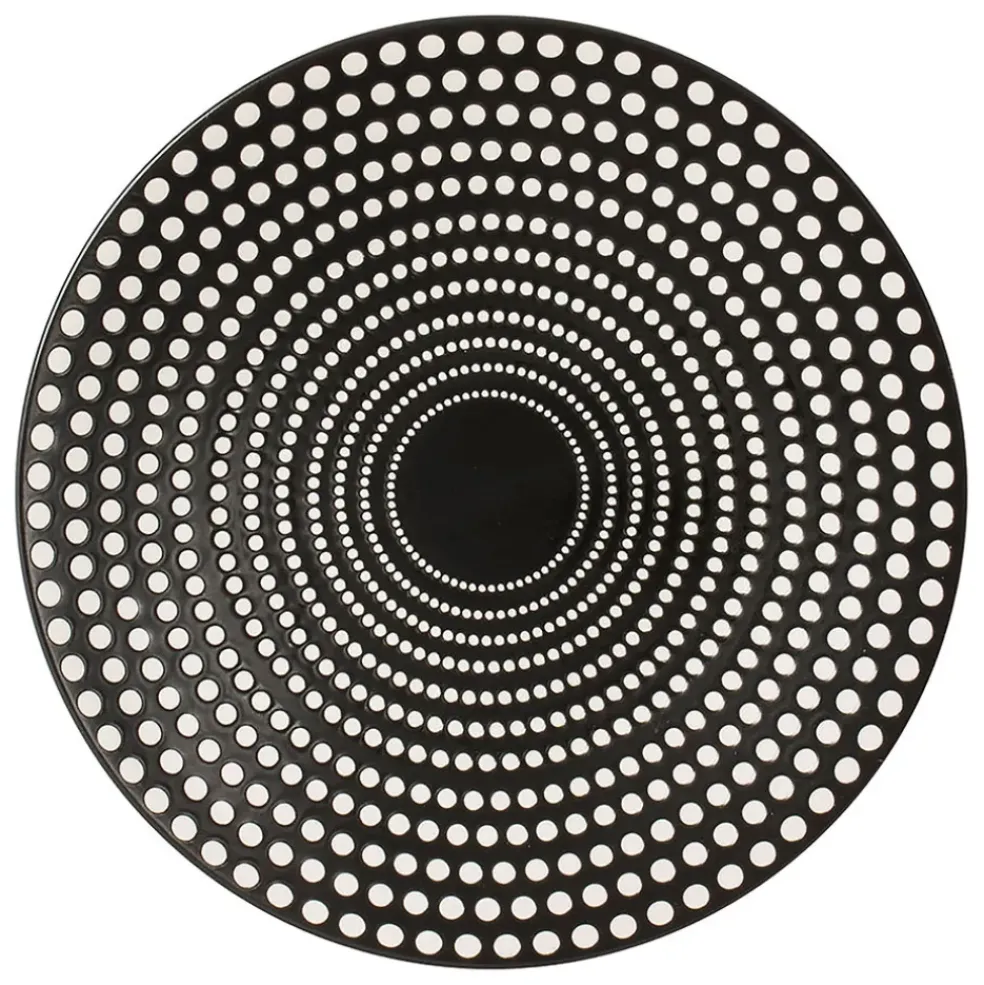 Assiette plate en grès pois noir d27cm - galaxy