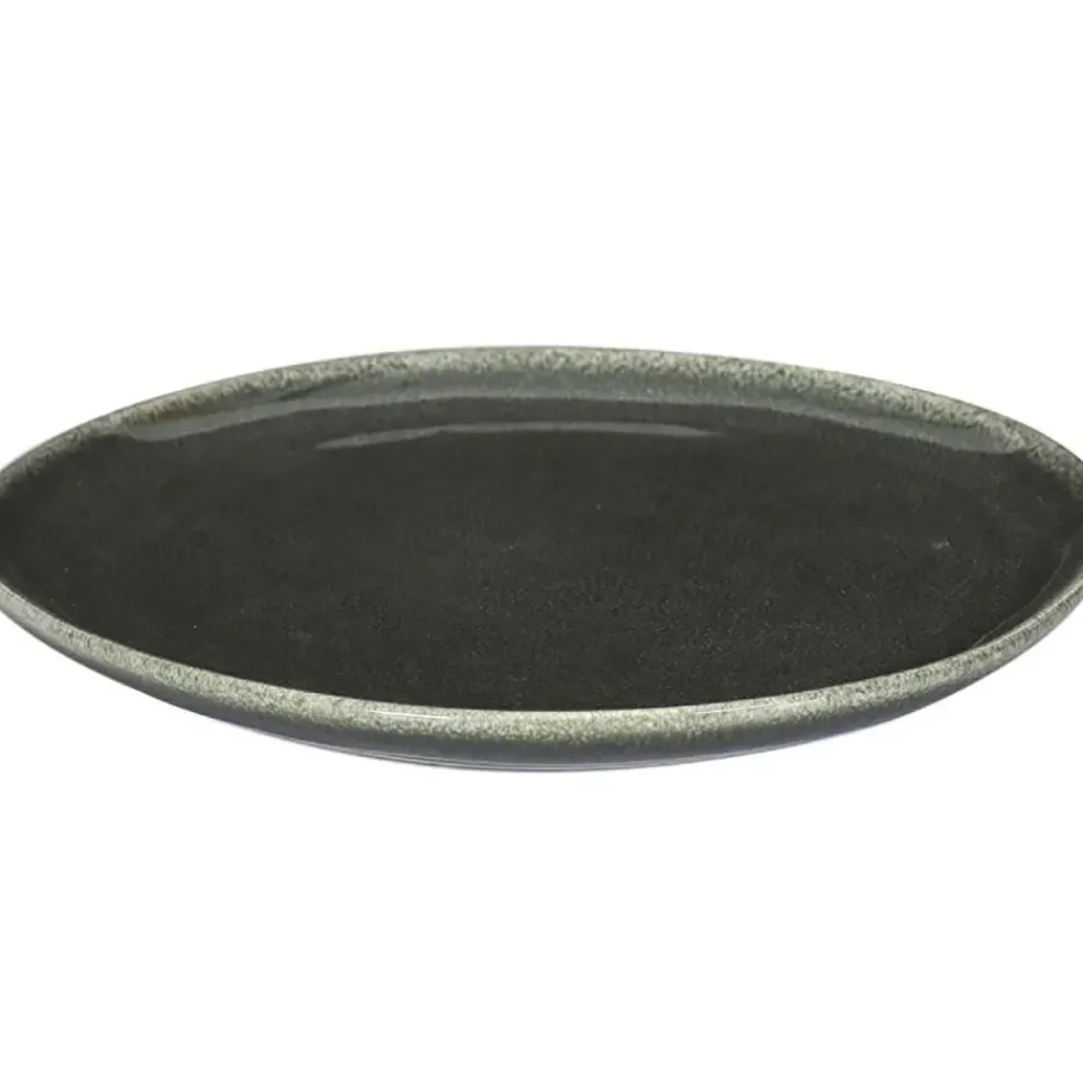 Assiette plate en grès vert d27cm - Black forest
