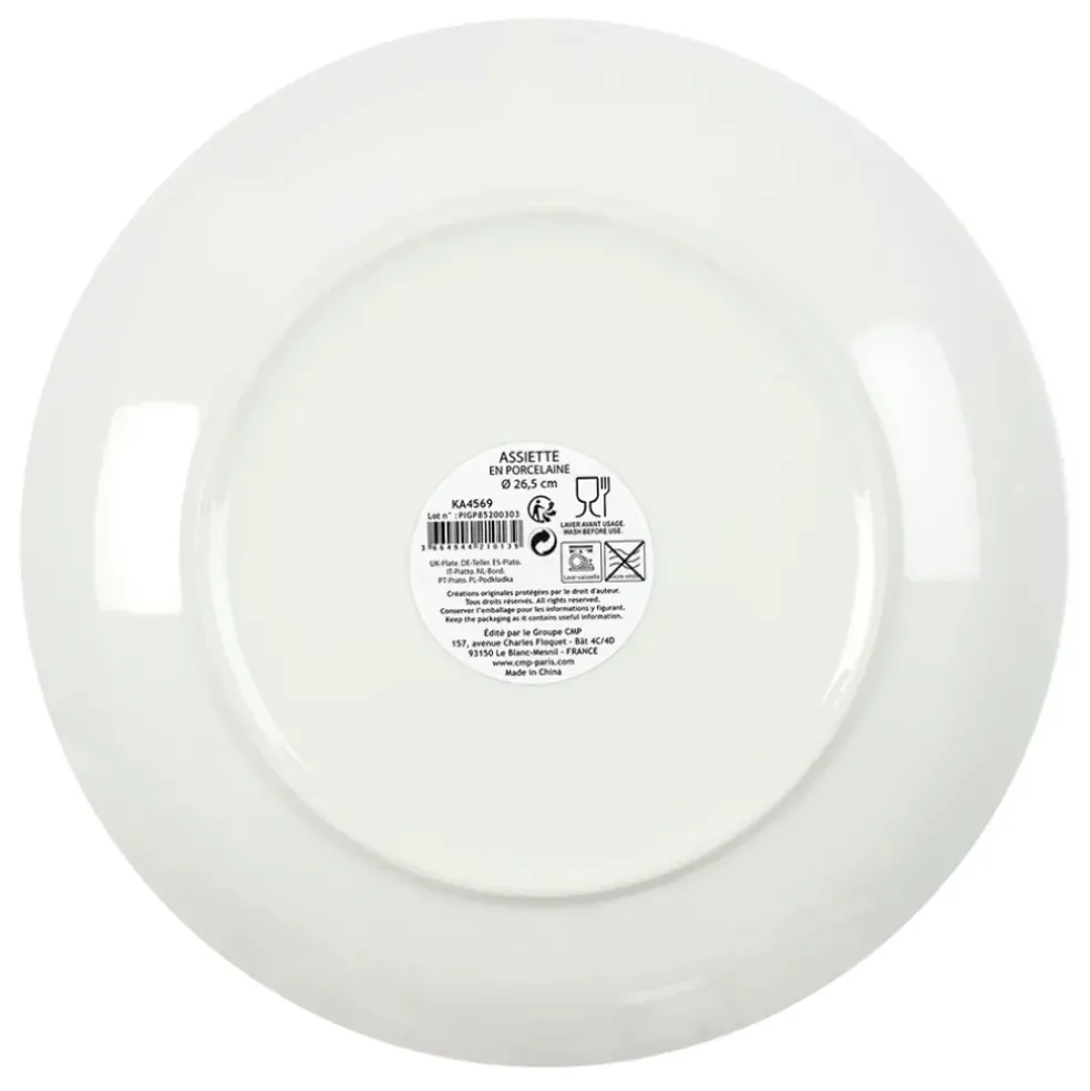 Assiette plate en porcelaine lisere doré d26cm