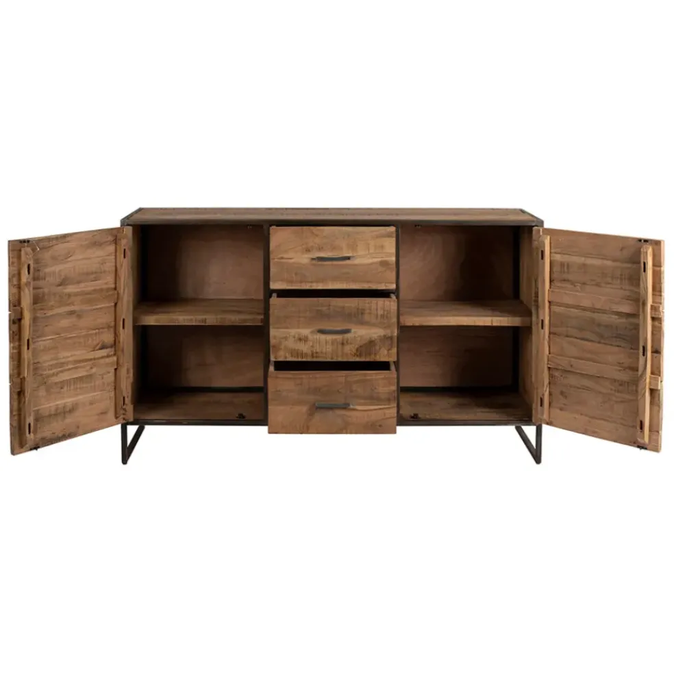 Bahut en acacia et fer noir l150cm - Factory