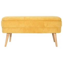Banc coffre en velours côtelé moutarde - Eleonor