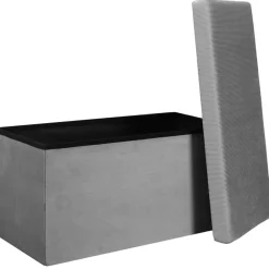 Banc coffre pliable en velours côtelé gris - Julia