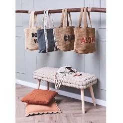 Banc naturel en tissu et pin - Element