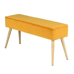 Banc scandinave velours moutarde - Popy