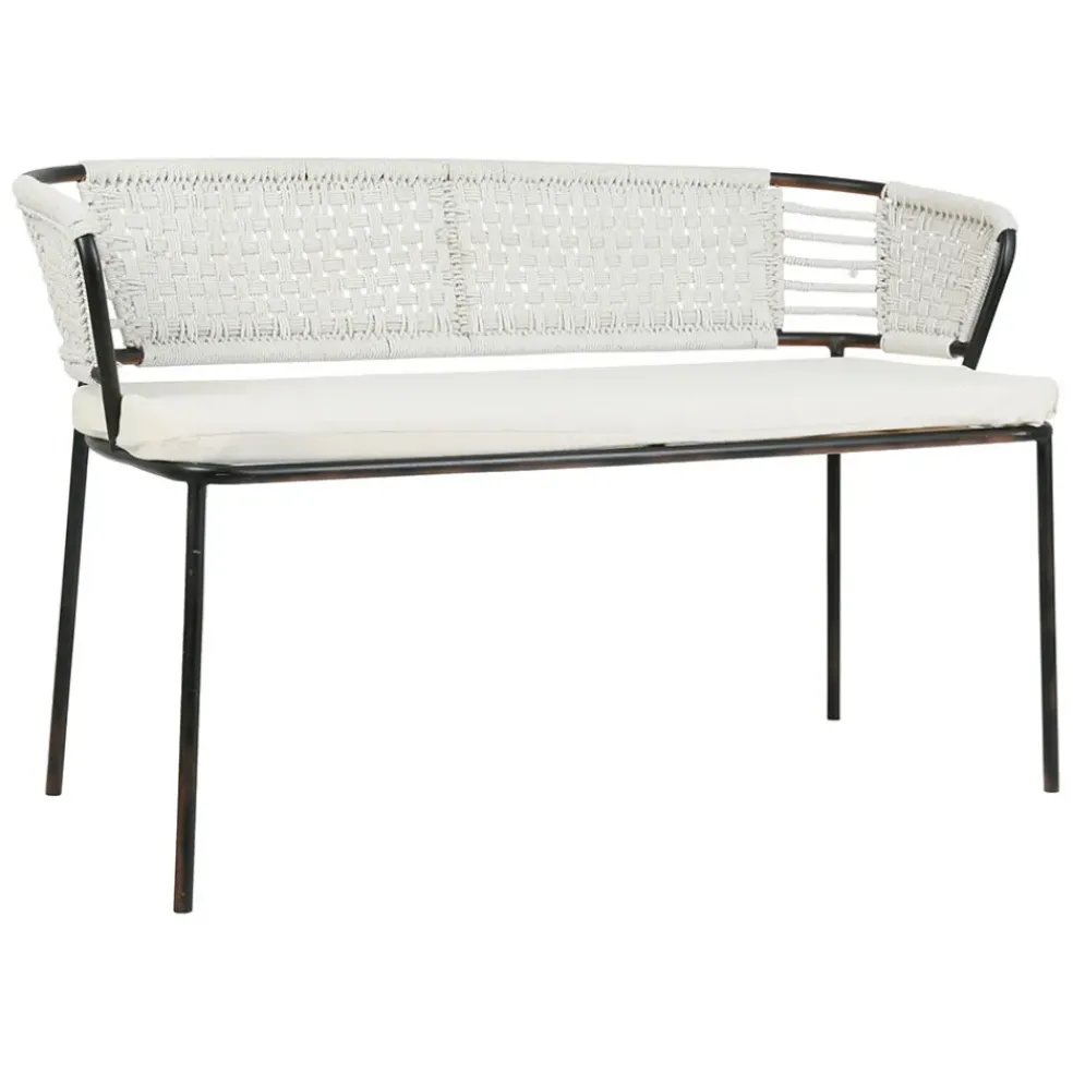 Banquette 2 places en fer noir et coton beige - Cobalt
