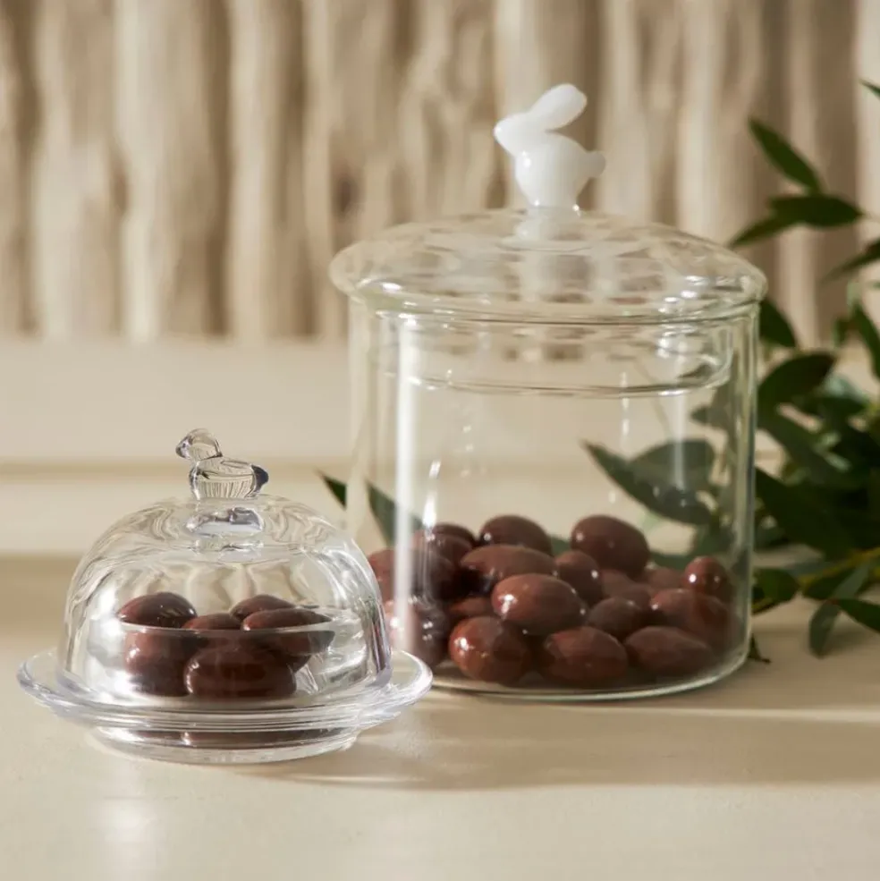 Beurrier rond en verre transparent - Moineau