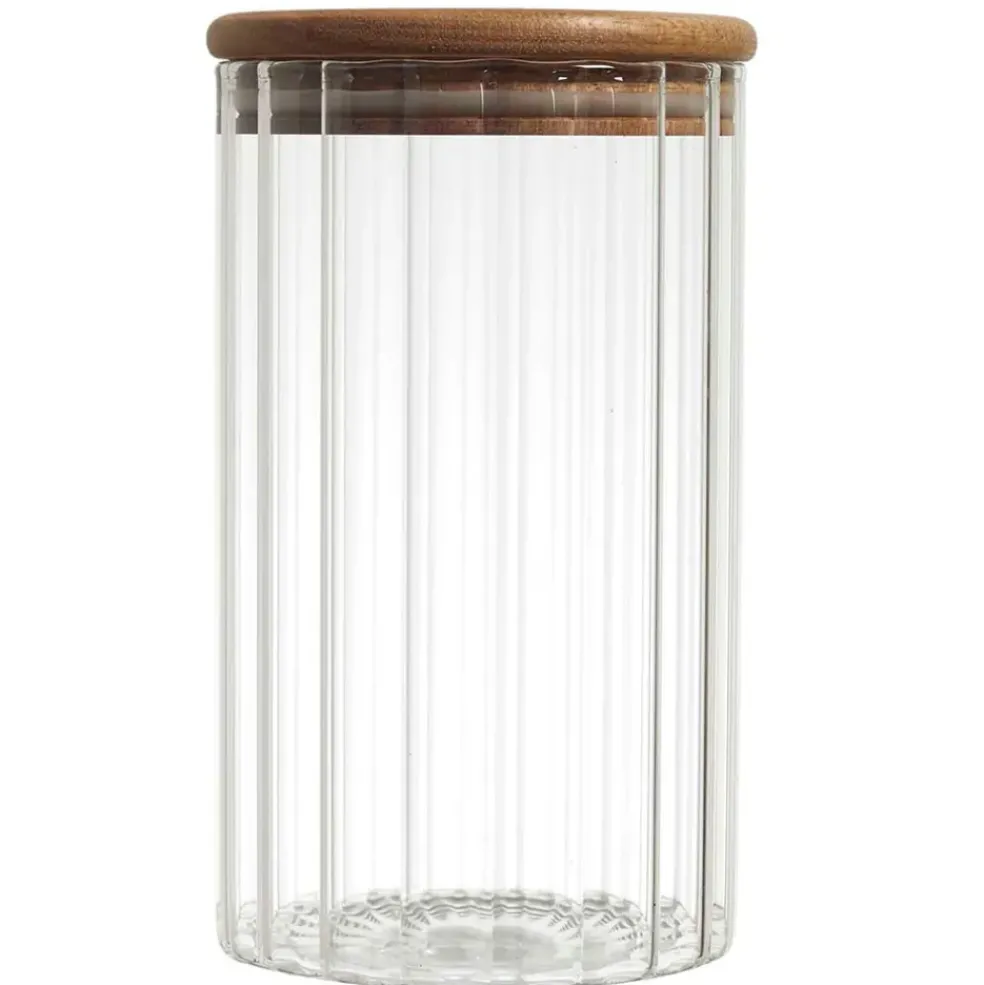 Bocal en verre avec couvercle en acacia 70cl