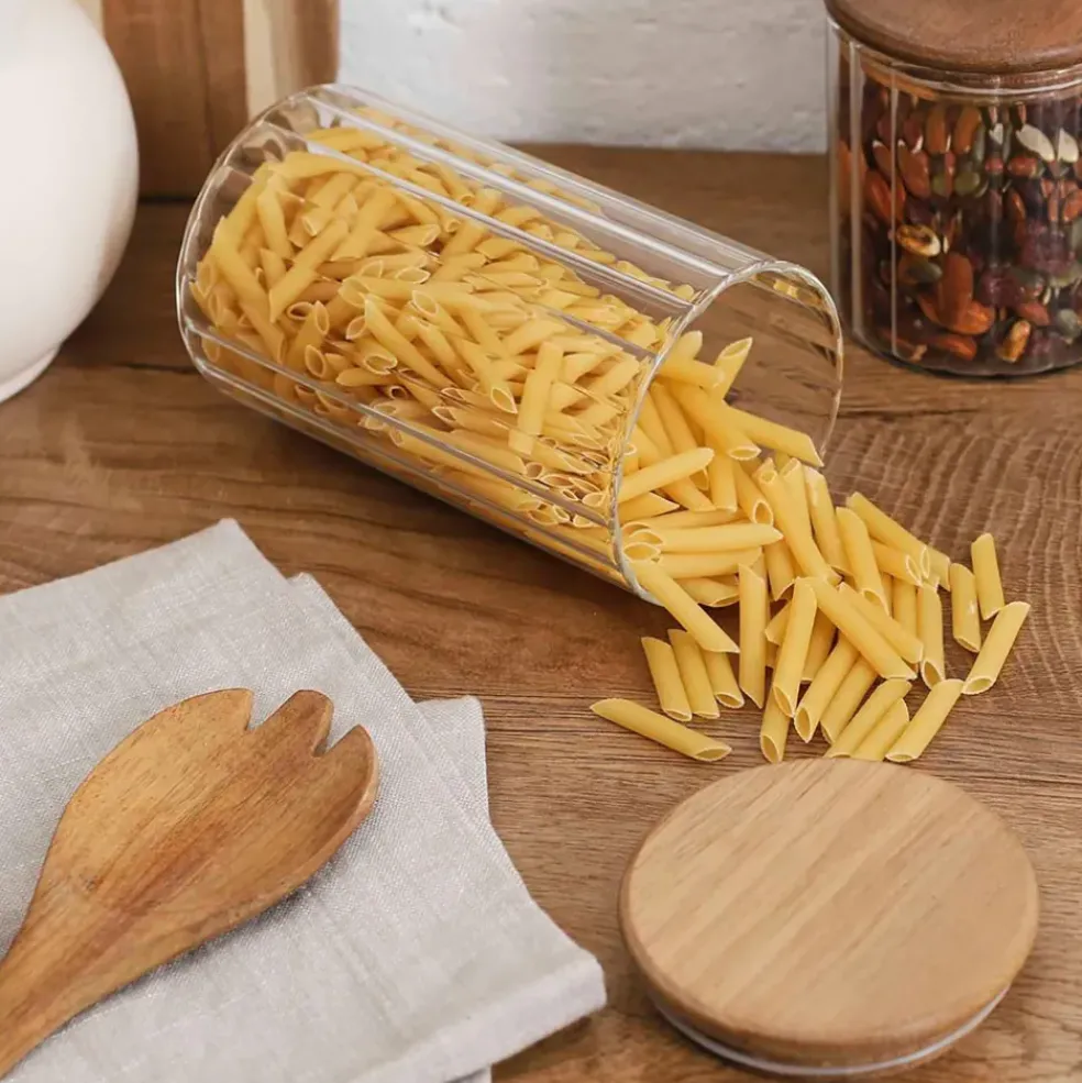 Bocal en verre avec couvercle en acacia 70cl