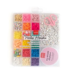 Boite de 16 couleurs pop de perles heishi 6 mm et accessoires