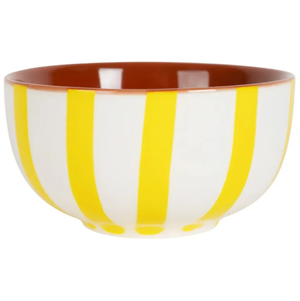 Bol en grès rayé jaune et blanc 35cl - Alaria