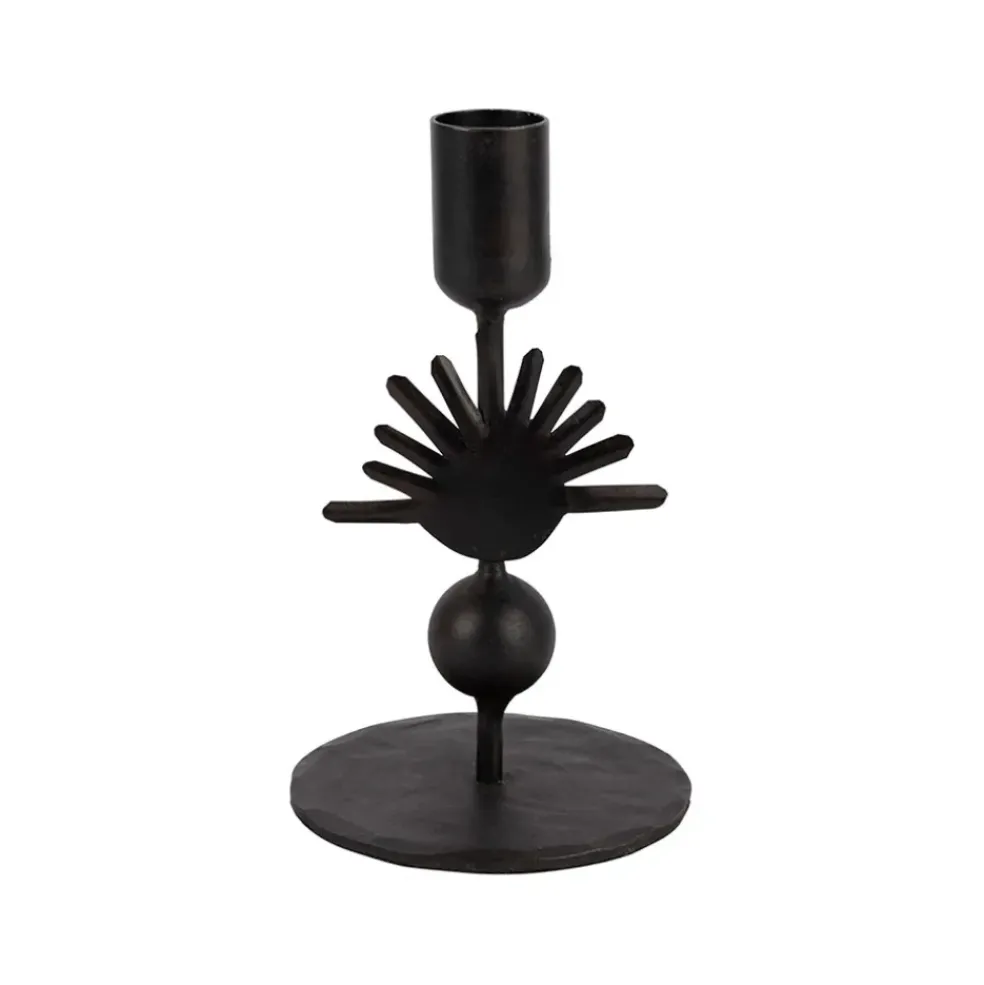 Bougeoir en fer noir h15cm - Heolio