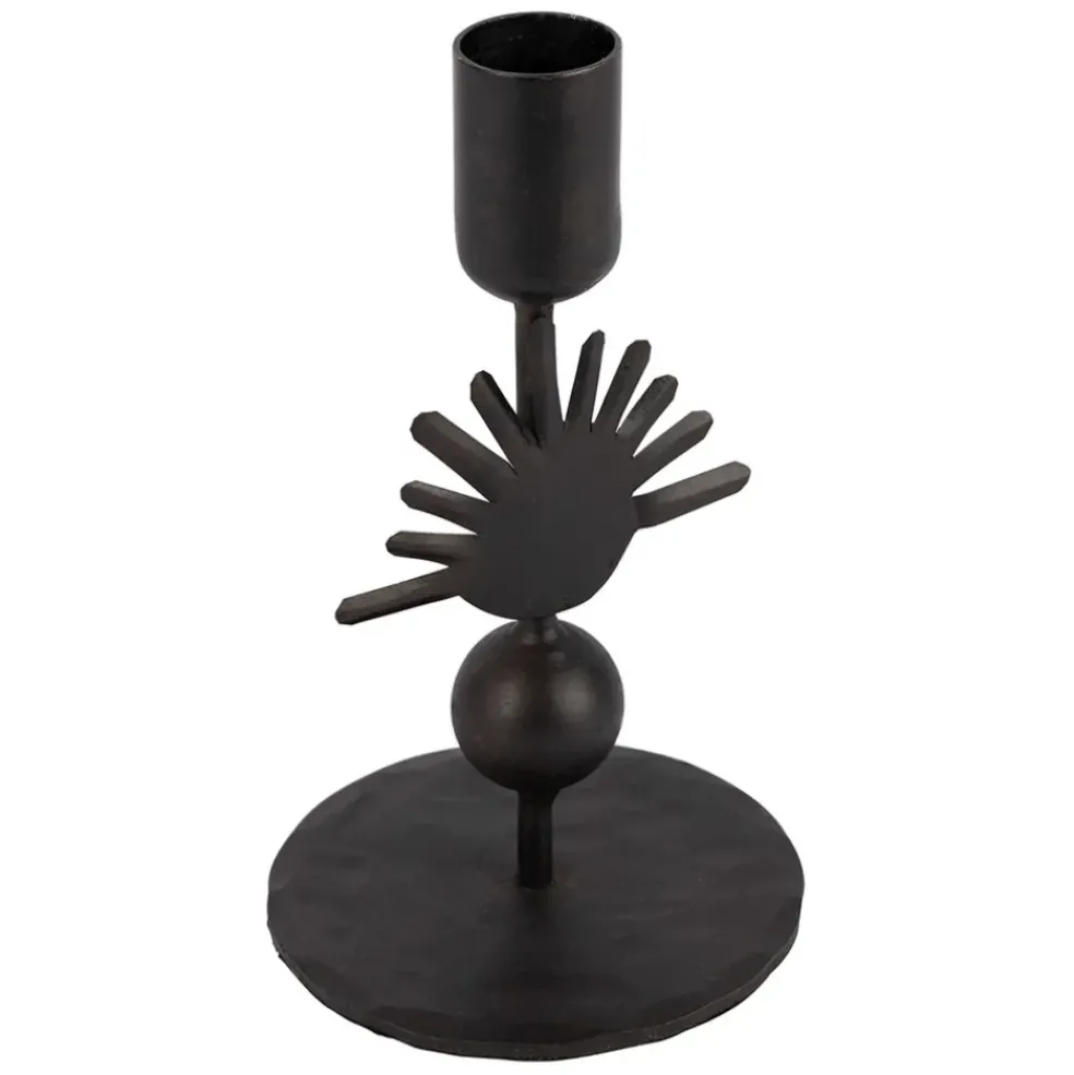 Bougeoir en fer noir h15cm - Heolio