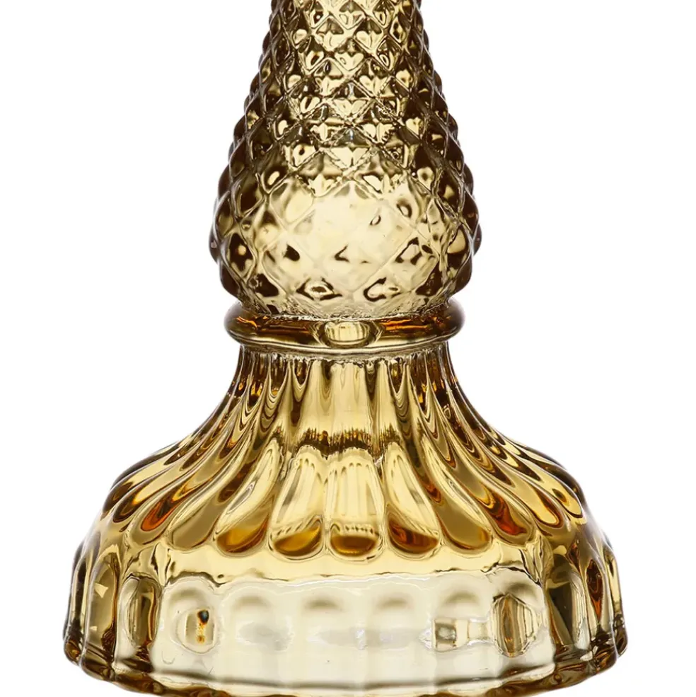 Bougeoir en verre ambre h17cm - Ceresse