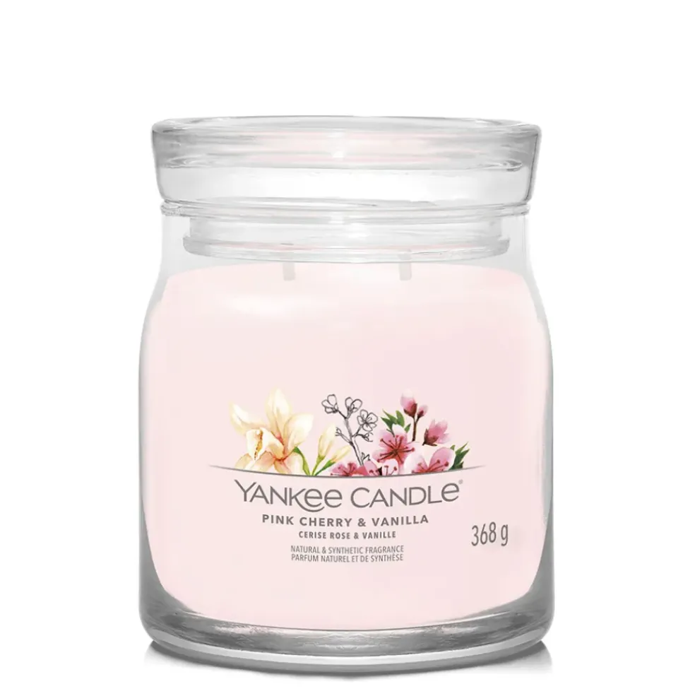 Bougie jarre parfumée Cerise Rose et Vanille 65h