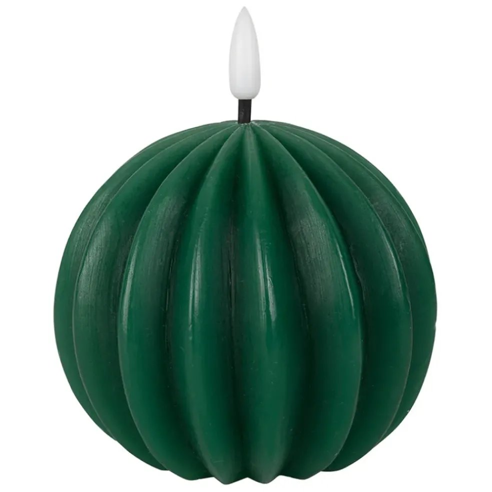 Bougie led boule vert sapin h12cm