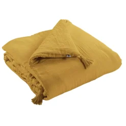 Bout de lit safran en gaze de coton 90x200cm - Gaia