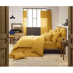 Bout de lit safran en gaze de coton 90x200cm - Gaia