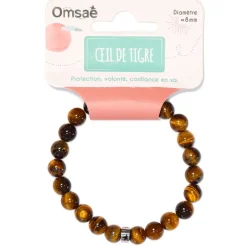 Bracelet œil de tigre perles rondes 8mm
