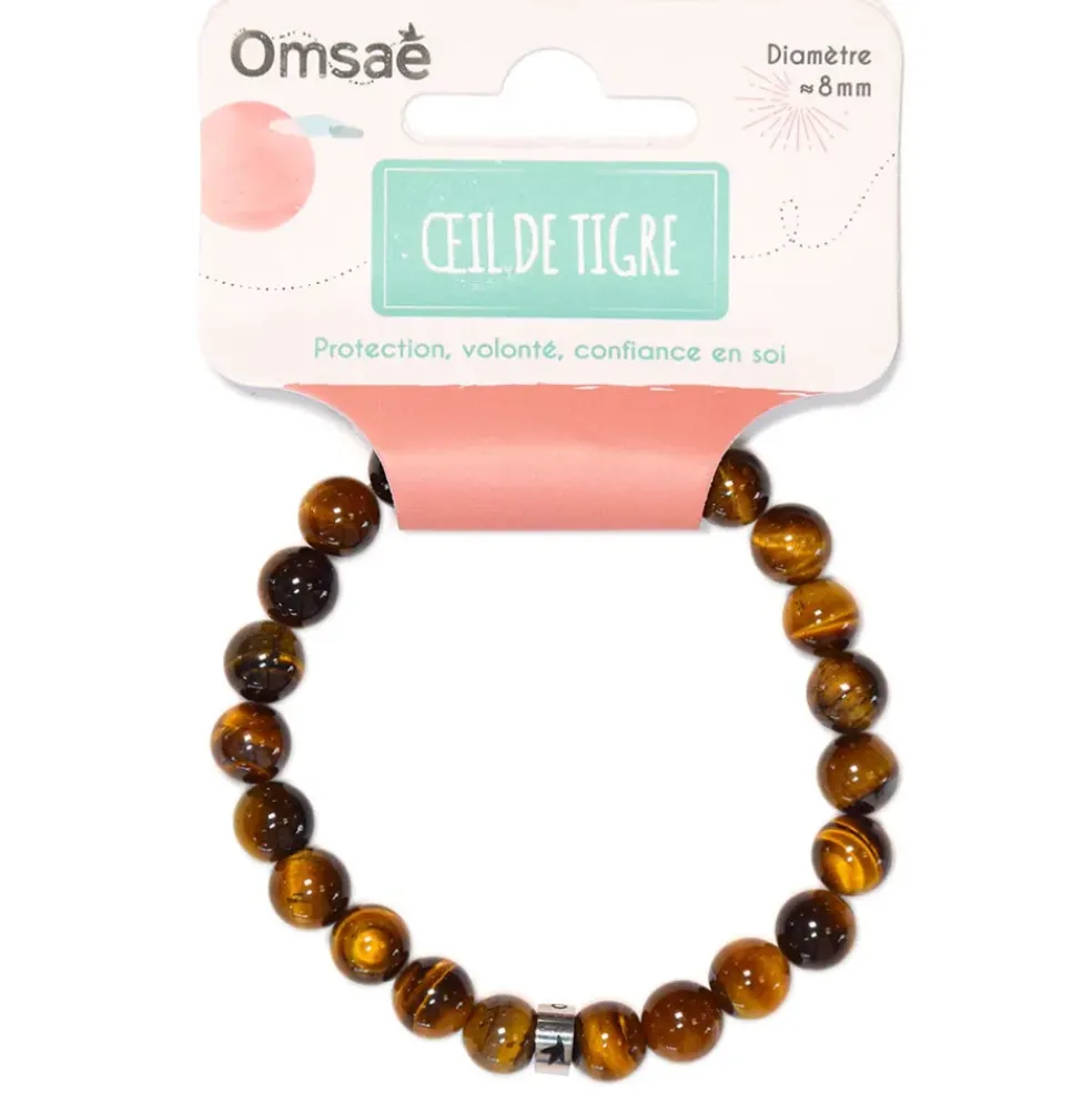 Bracelet œil de tigre perles rondes 8mm