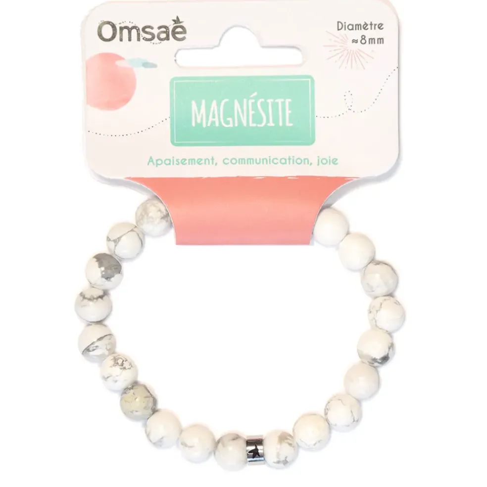 Bracelet magnésite perles rondes 8mm