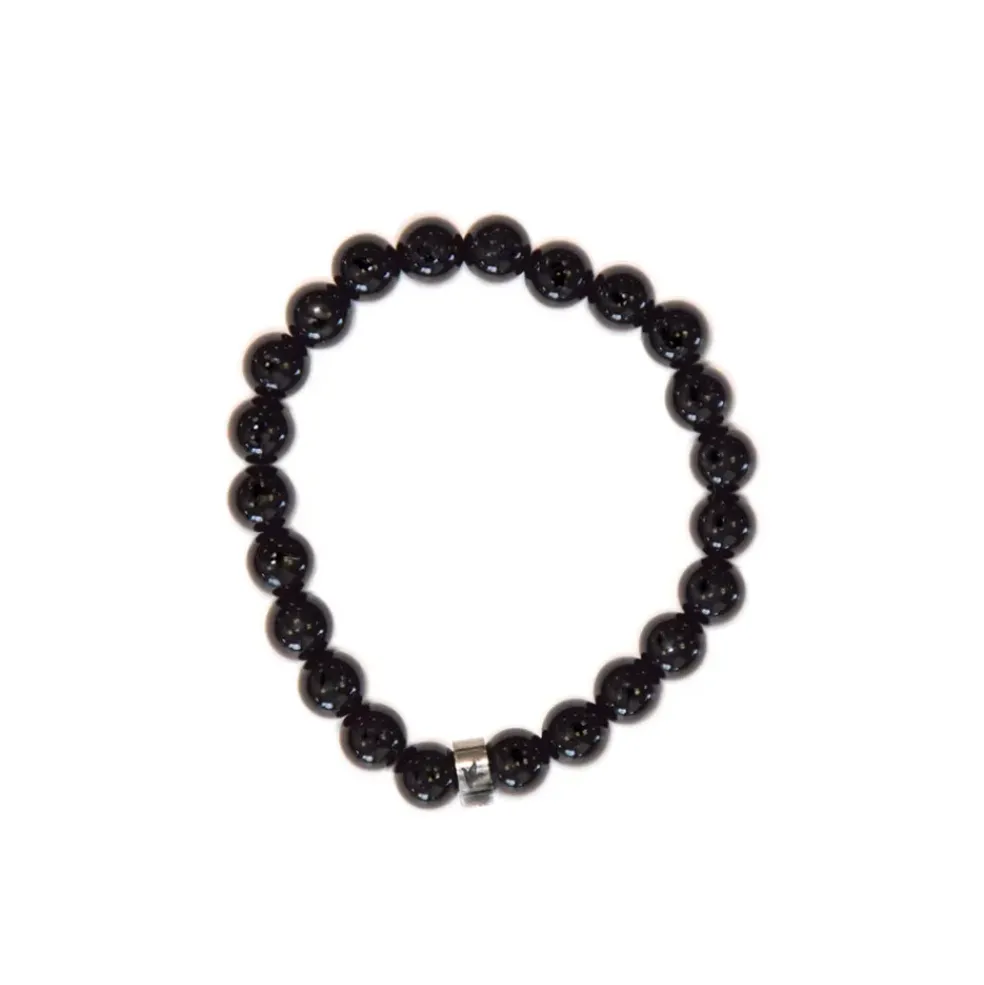 Bracelet obsidienne noire perles rondes 8mm