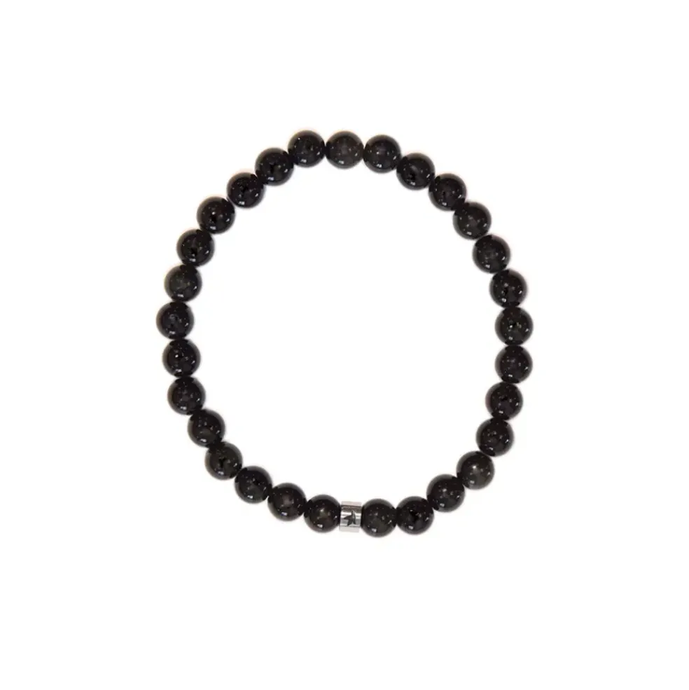 Bracelet obsidienne noire perles rondes 6mm