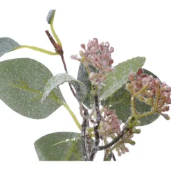 Branche d'eucalyptus en plastique paillettes vert givré h50cm