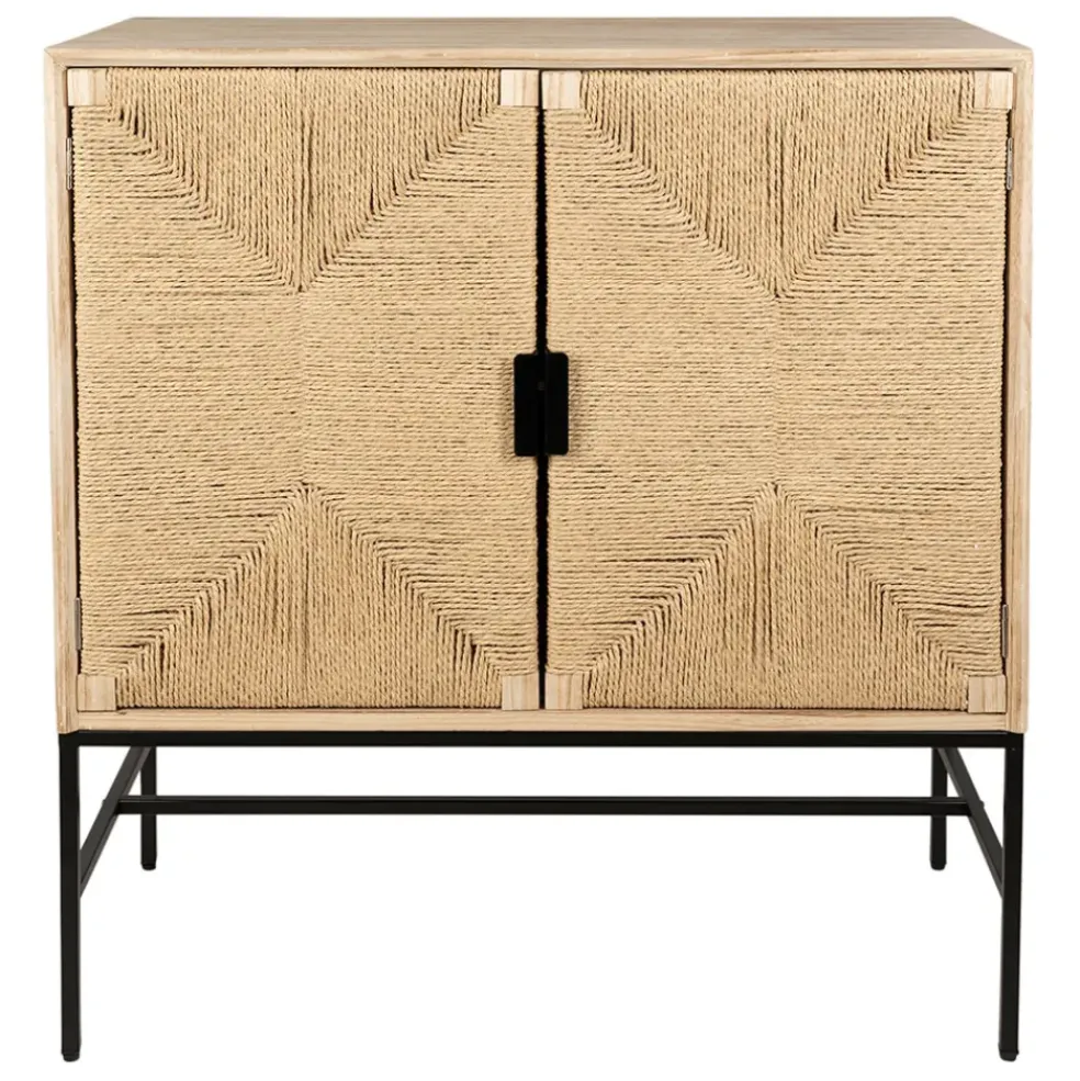 Buffet 2 portes en naturel et noir h90cm - Kenda