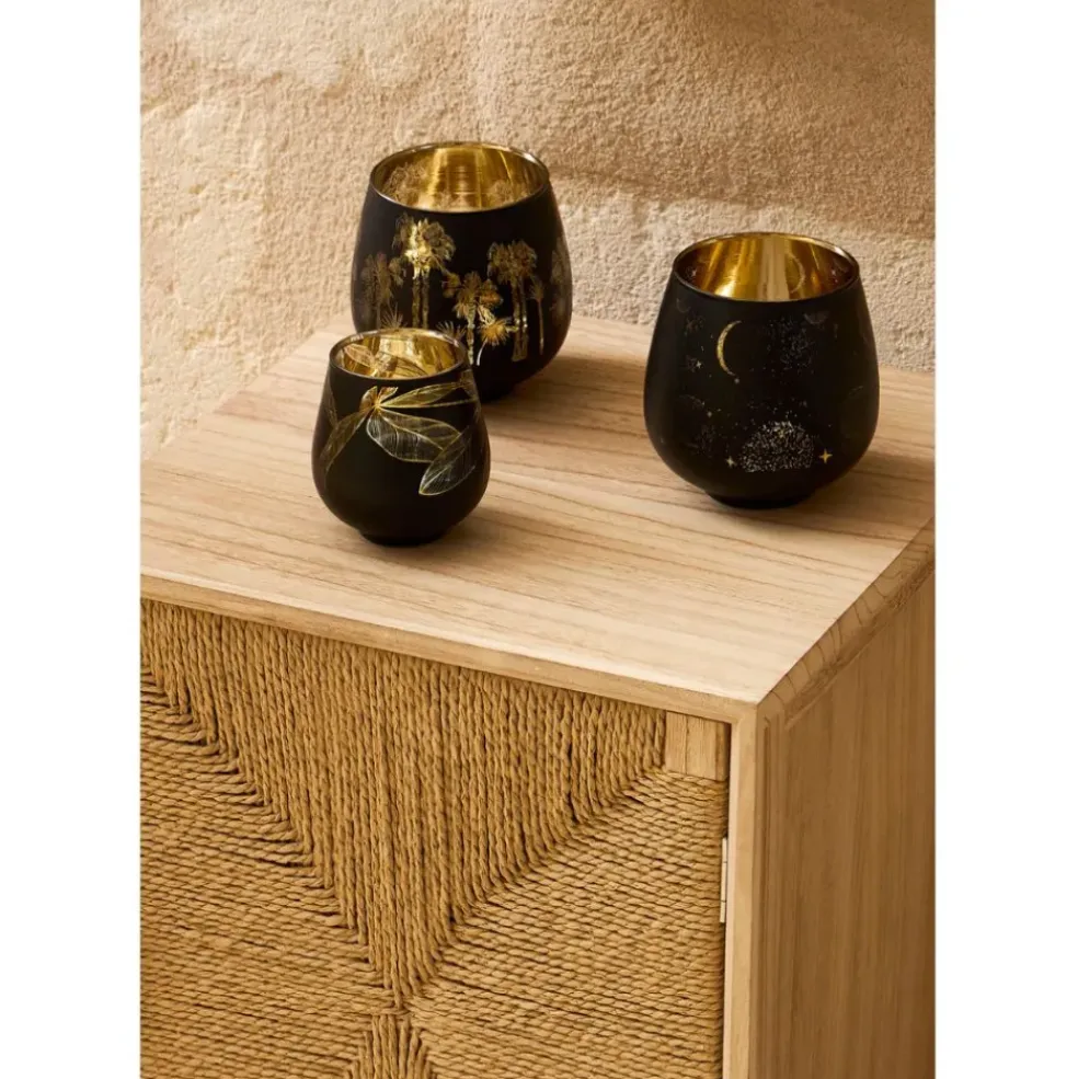 Buffet 2 portes en naturel et noir h90cm - Kenda