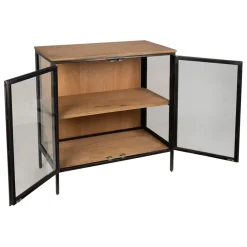 Buffet bas 2 portes en manguier naturel et fer h90cm - Tucson