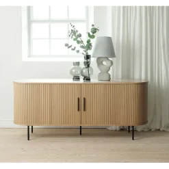 Buffet en placage chêne naturel 180x45cm - Nola