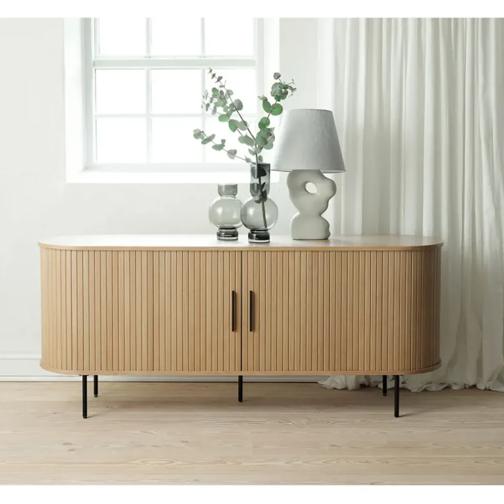 Buffet en placage chêne naturel 180x45cm - Nola