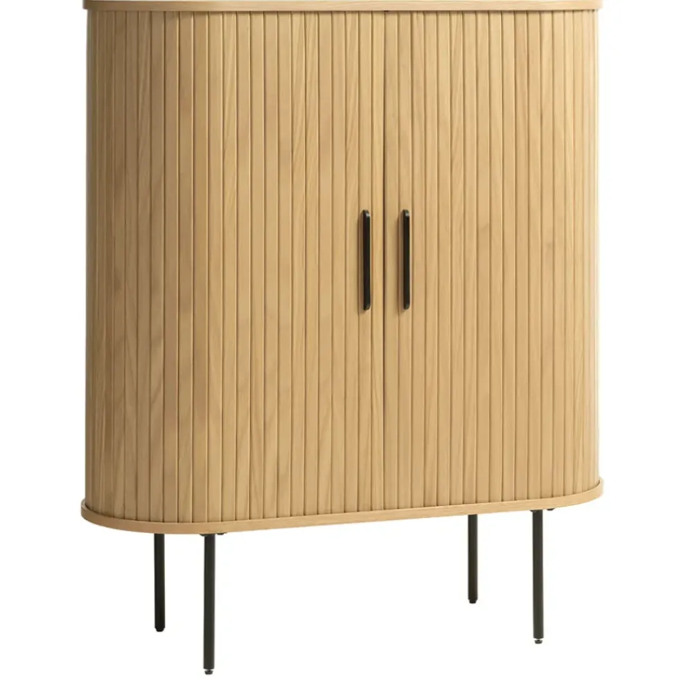Buffet placage chêne naturel 3 étagères h118cm - nola