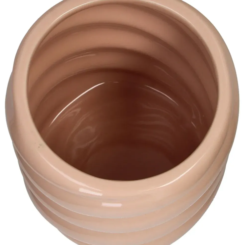 Cache-pot torsadé en grès rose d14cm