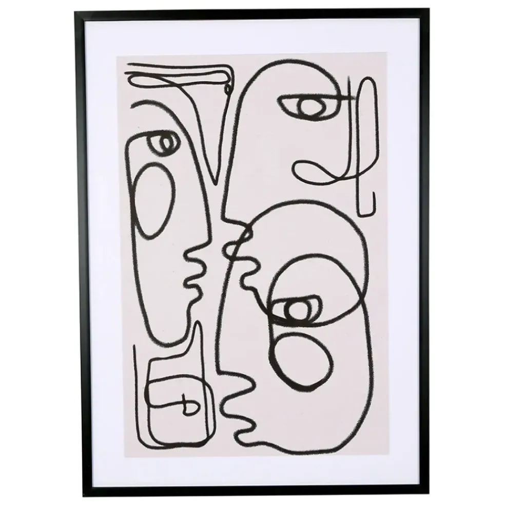 Cadre deco arty visage noir 52x72cm