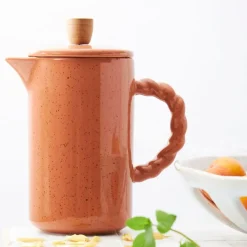 Cafetière à piston en grès et inox terracotta 1l - Organic